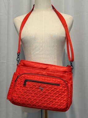 Lug Shimmy SE Crossbody Bag Orange Quilted Travel Purse RFID